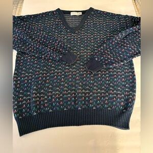 Peterborough Row Men Blue  XL Knit 100%   Cotton Sweater Preppy Grandpa Core